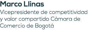 Marco Llinas Vicepresidente de competitividad y valor compartido Cámara de Comercio de Bogotá 
